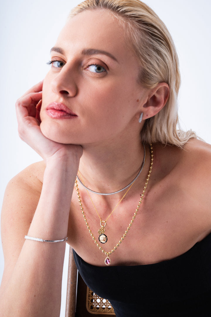 Tourmaline Pear Shaped Ball chain in 18K Gold