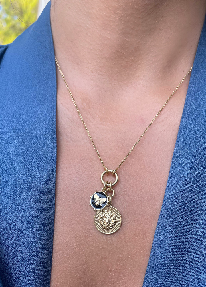 Petite Noir Bee Charm in 18K Gold