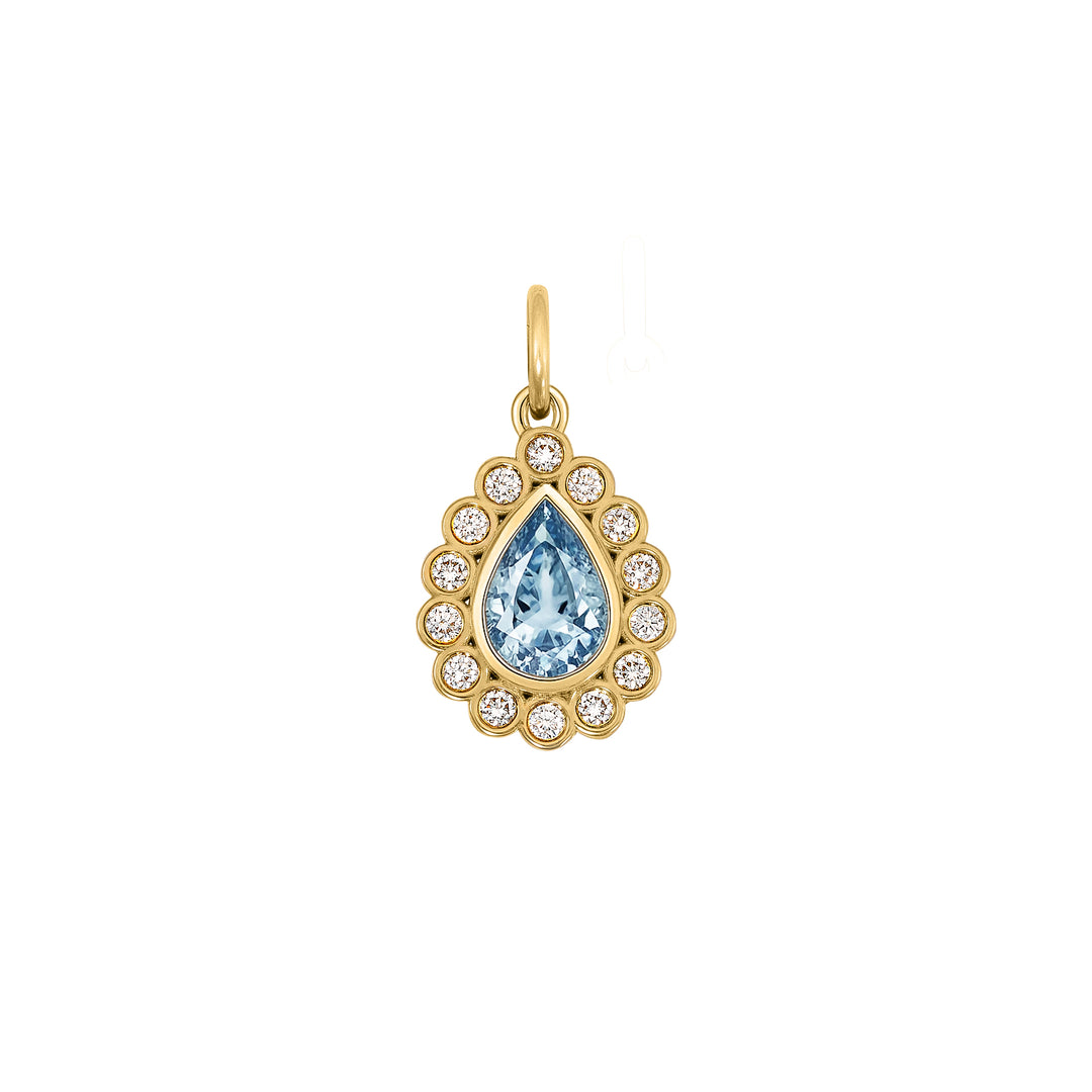 Diamond Pear - Shaped Aquamarine Charm