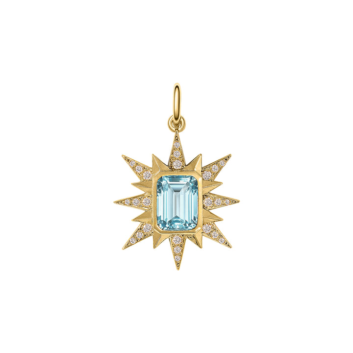 Astron Aquamarine with Paperclip diamond clasp chain in 18K Gold