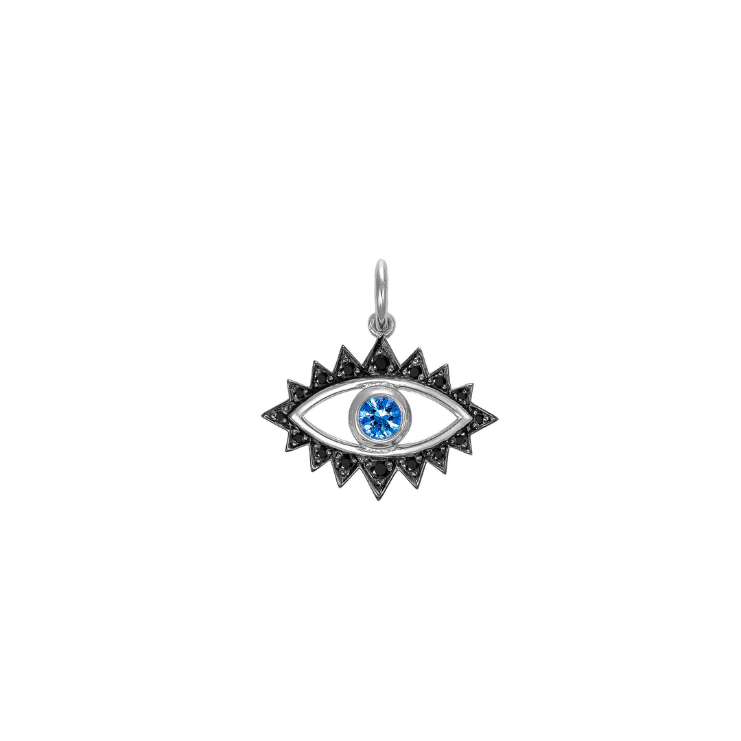 Diamond Sapphire Eye Charm in Sterling Silver
