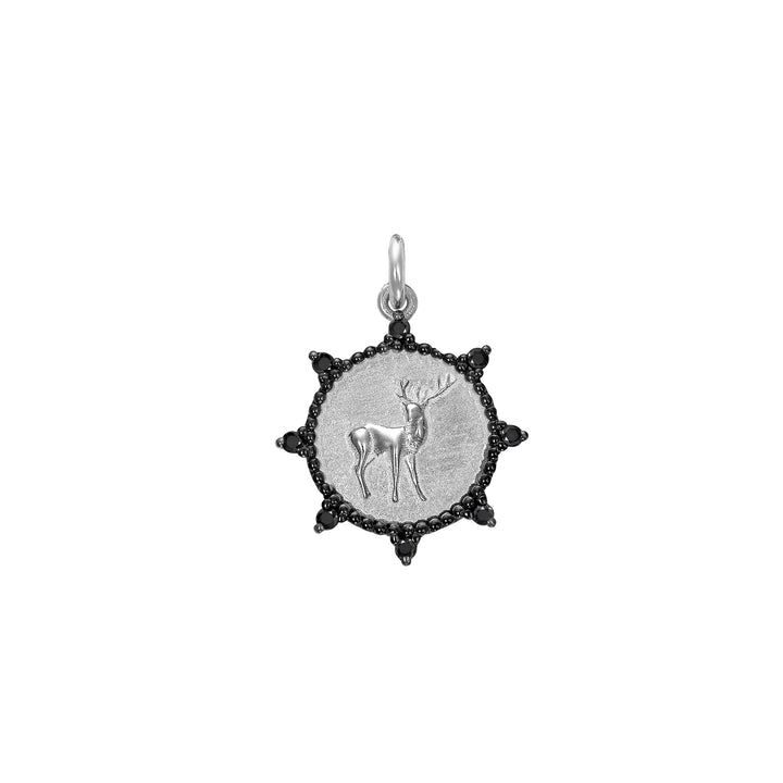 Diamond mini Deer Charm in Sterling Silver