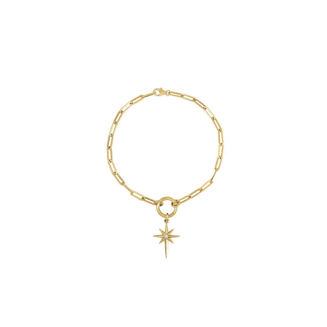 Diamond Star Bracelet Mini Paperclip with Round Clasp