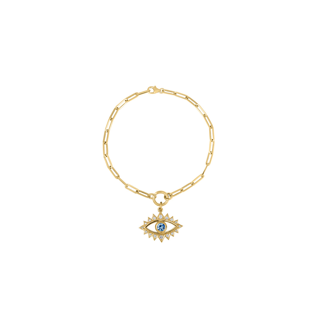 Diamond Sapphire Eye Bracelet Mini Paperclip with Mini Clasp
