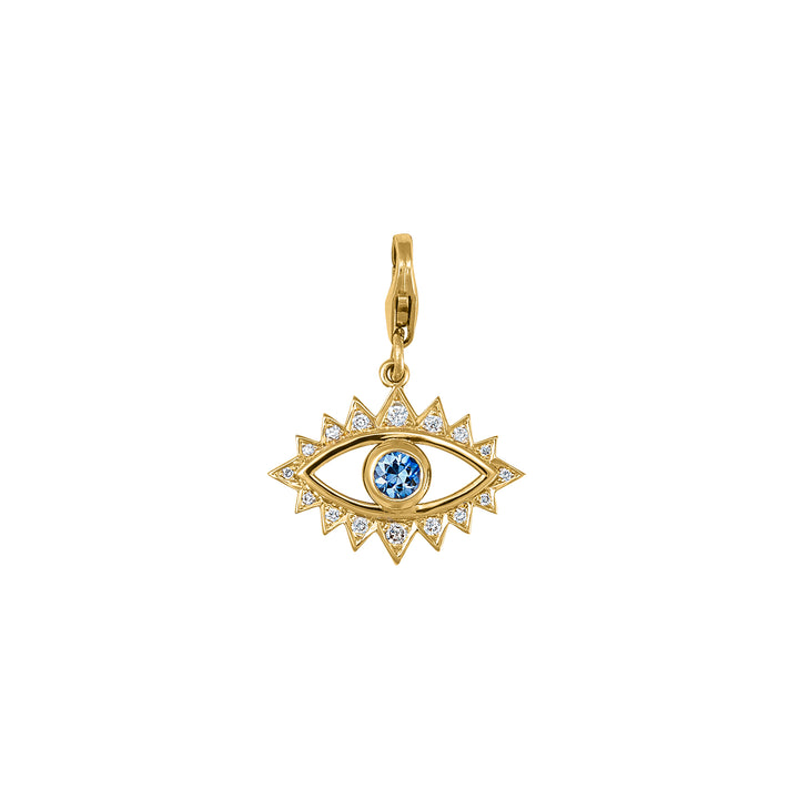 Lion, Diamond Bee and Sapphire Eye with Rolo clasp extension chain in 18K Gold
