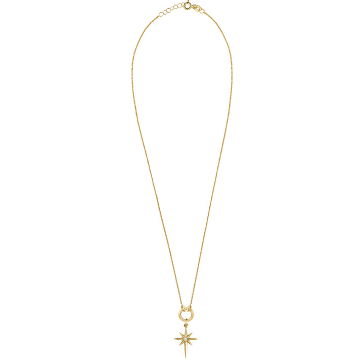 Diamond Star with Skinny mini clasp chain in 18K Gold