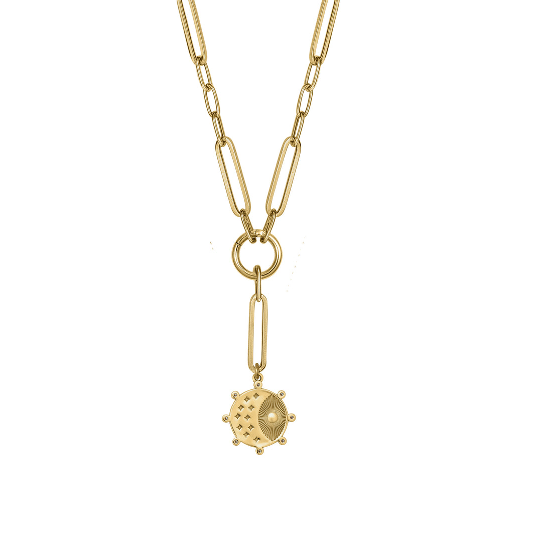 Diamond Bee with Mini Blend Paperclip Chain with Clasp in 18K Gold
