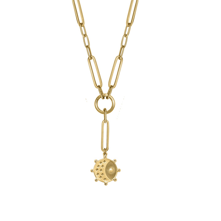 Diamond Bee with Mini Blend Paperclip Chain with Clasp in 18K Gold