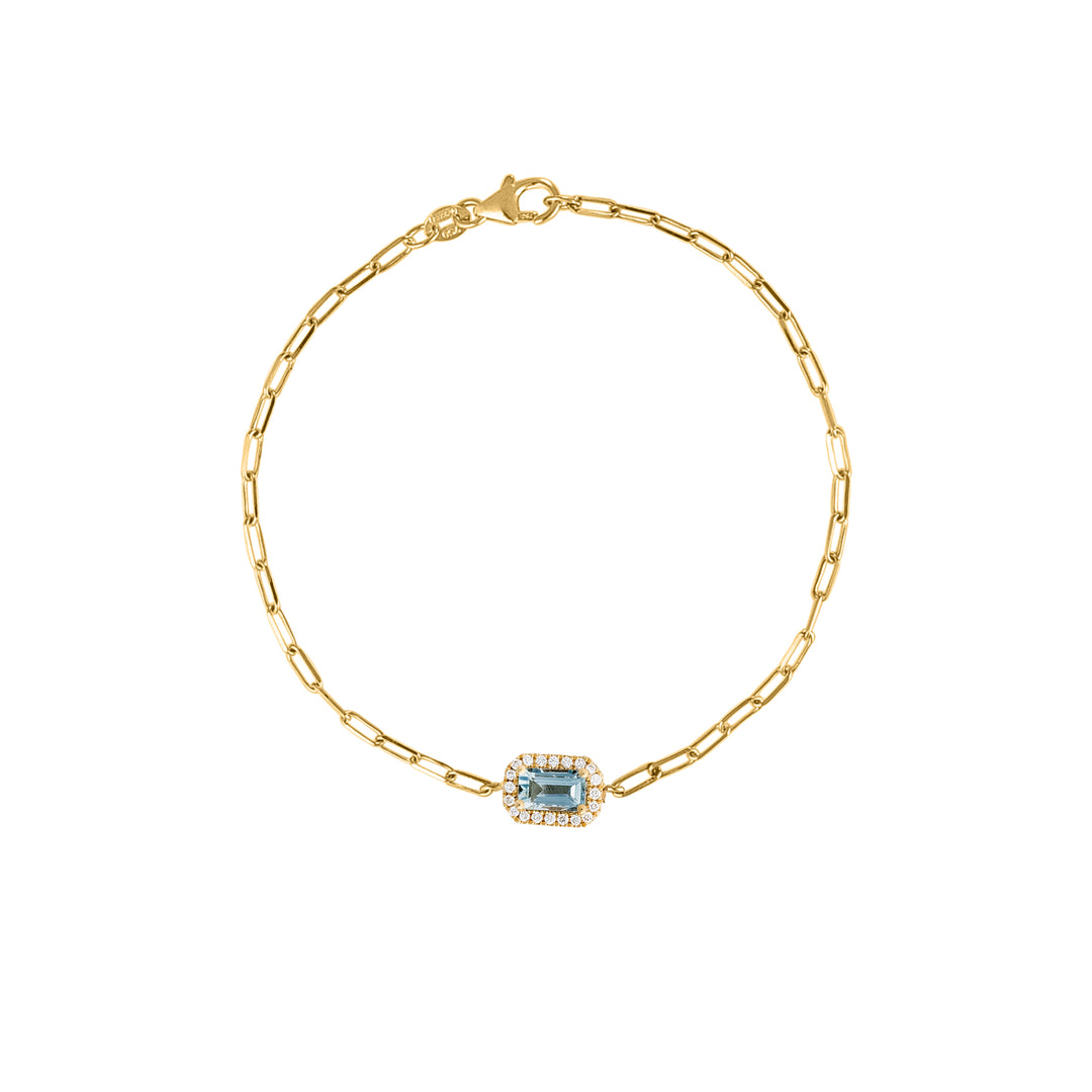 Mini Paperclip Chain Bracelet with sky blue topaz