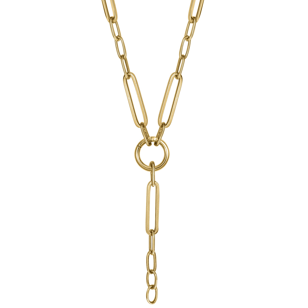 Mini Blend Paperclip Chain with Clasp in 18K Gold