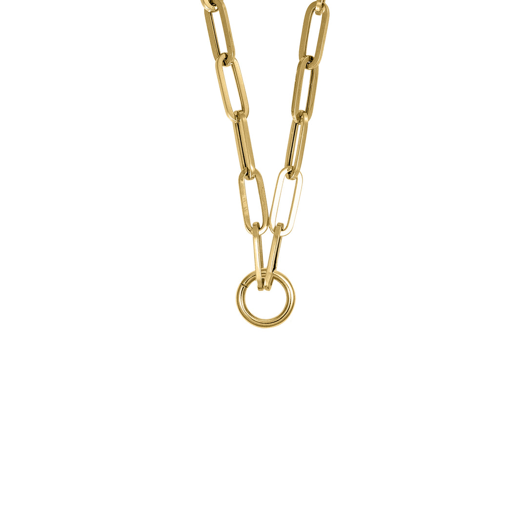 Paperclip Chain with Round Clasp in 18K Gold