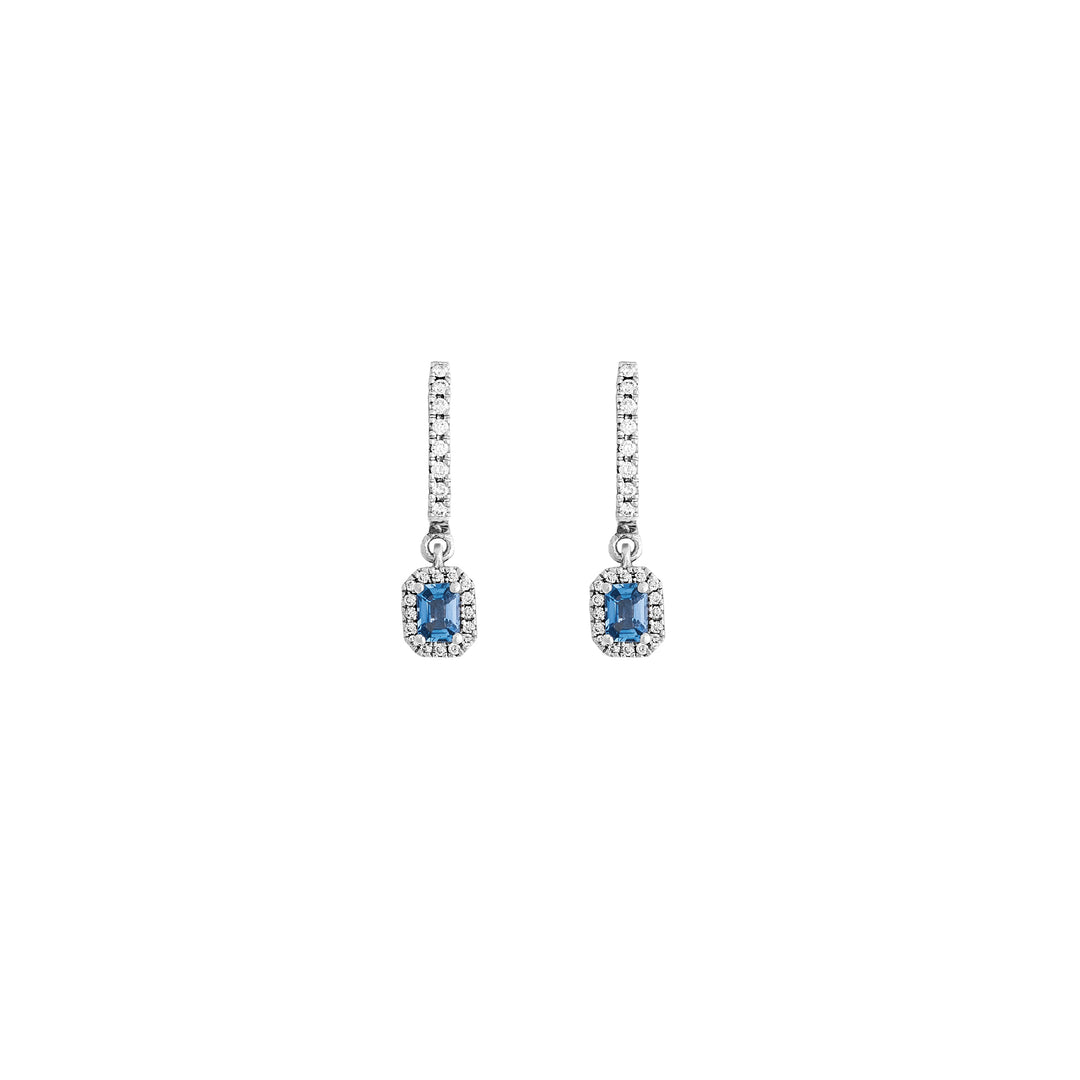Haniotis Hellas_Earrings_White Gold 18K_White Natural Diamonds_Handmade_Fine Jewellery_Haniotis_χανιώτης_Σκουλαρίκια_Blue Natural Sapphires_Emerald cut_Ζαφείρια