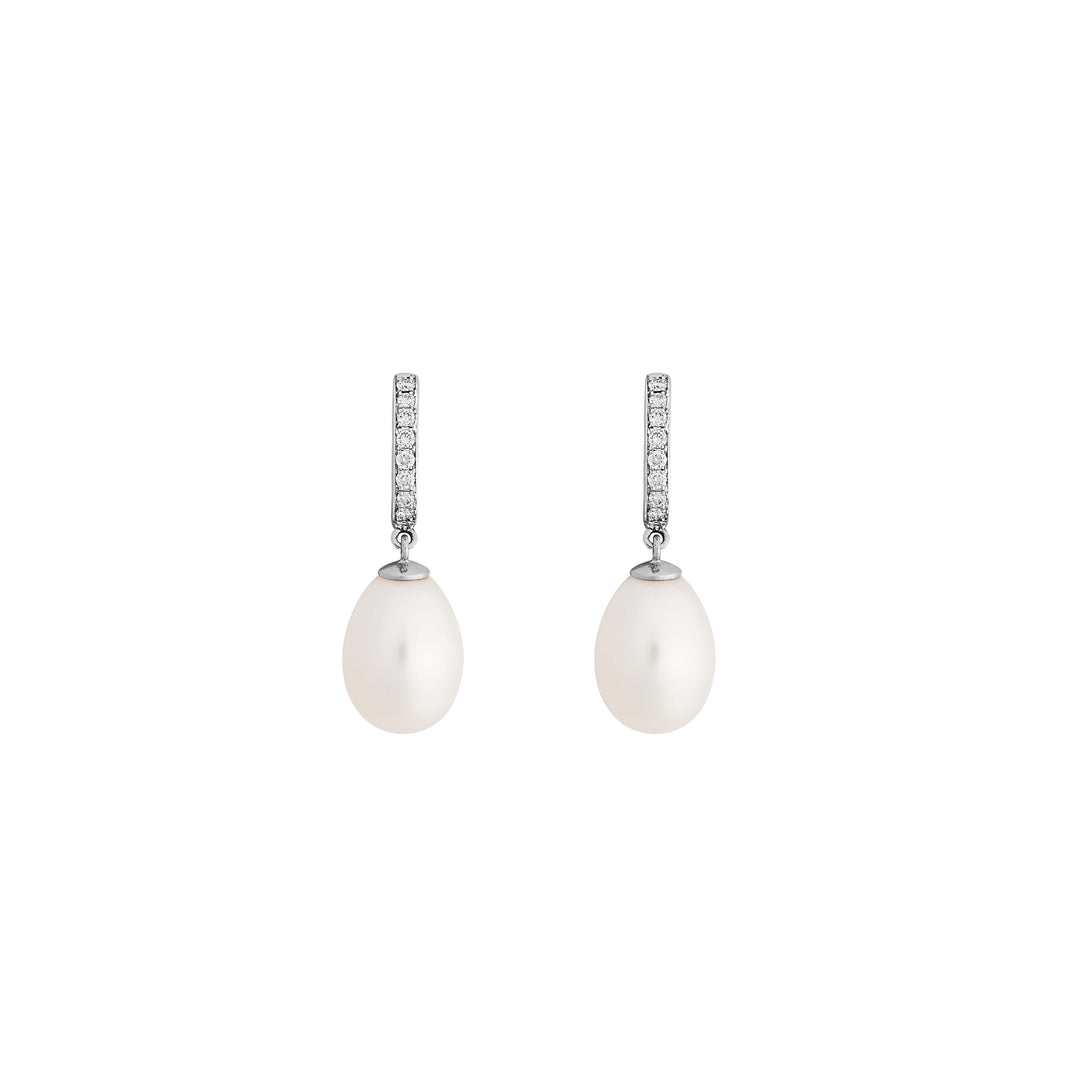 Haniotis Hellas_Earrings_White Gold 18K_White Natural Diamonds_Handmade_Fine Jewellery_Haniotis_χανιώτης_Σκουλαρίκια_Μαργαριταρια_Freshwater pearls