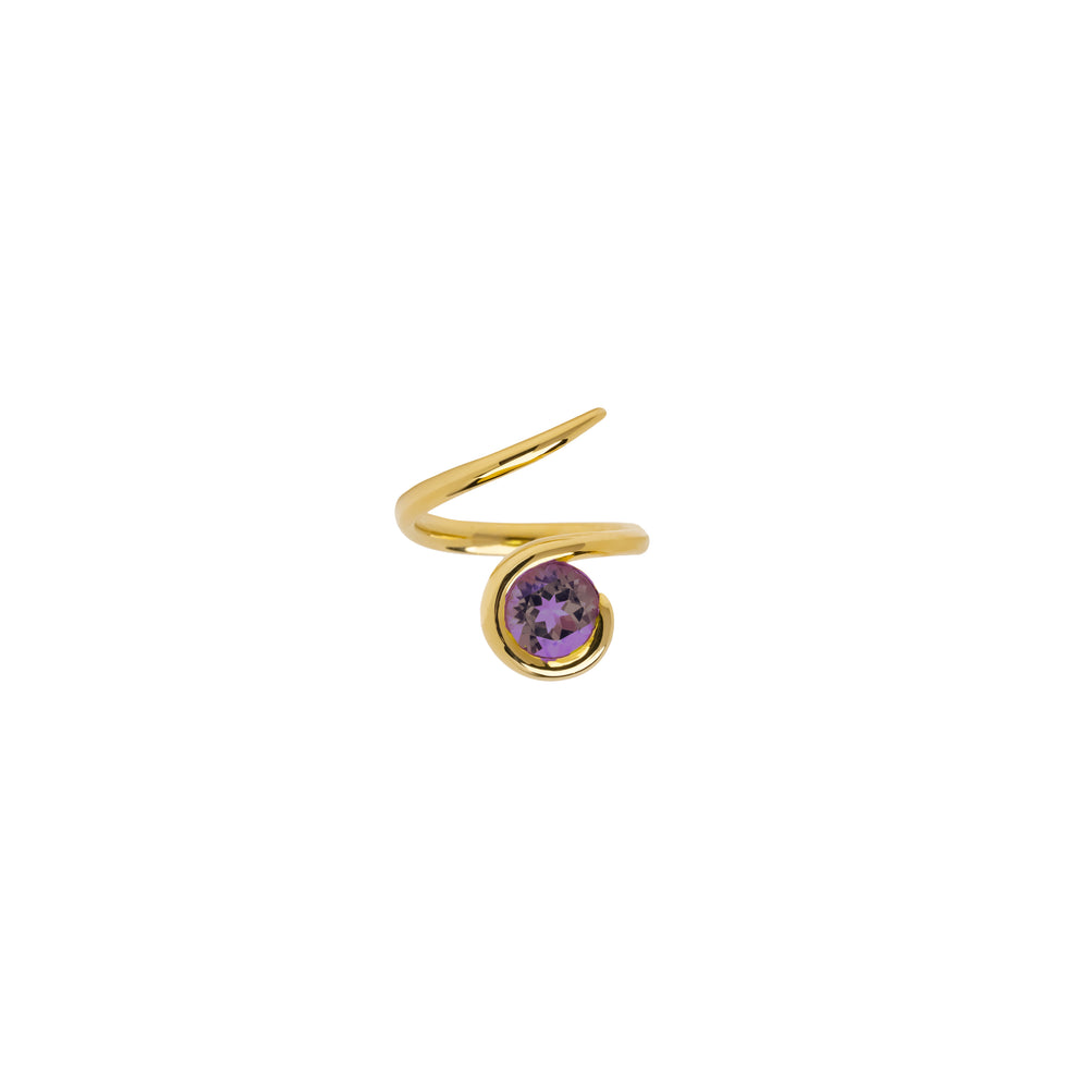 The Lara Ring: Unveiling the Beauty of the Aegean Sea Haniotis Hellas_Eternal Waves_Ring_Lara Ring_Round_Semi precious Stones_Rings_Athens_Paros_Made in Greece_jewellery_Χανιώτης_κοσμήματα_Δαχτυλίδια_Αθήνα_Σταδίου_Χρυσός 14Κ_Gold 14K_Amethyst