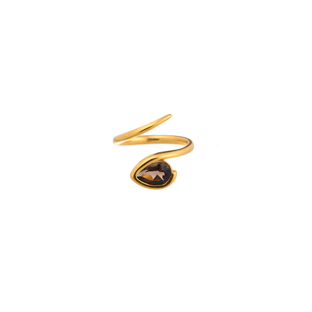 Elevate Your Style: The Lara Ring from Eternal Waves Haniotis Hellas_Eternal Waves_Ring_Lara Ring_Semi precious Stones_Rings_Athens_Paros_Made in Greece_jewellery_Χανιώτης_κοσμήματα_Δαχτυλίδια_Αθήνα_Σταδίου_Χρυσός 14Κ_Gold 14K_ smoky quartz