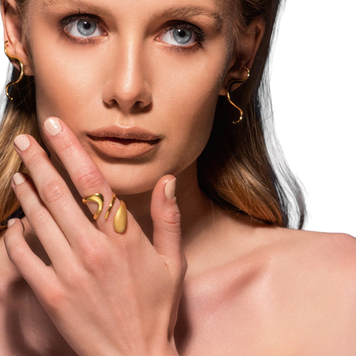 - Melite Ring - Eternal Waves Collection - Aegean-inspired jewelry - 14K gold ring - Statement accessory - Cocktail ring - Greek Summer jewelry - Timeless elegance - Heirloom piece - Luxury jewelry - Haniotis Hellas jewelry - Ethically sourced materials_Χανιώτησ_κοσμήματα-δαχτυλίδια
