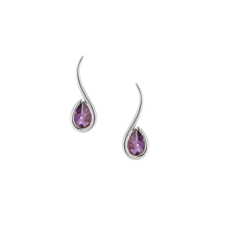 Craftsmanship and Legacy: The Story of Lara Earrings  Haniotis Hellas_Eternal Waves__Gold  Sterling Silver_athens_Paros_Handmade in Greece__Χανιώτης_κοσμηματα_LARA_Σκουλαρίκια_Semi precious stones multiple piercings made in Greece, Amethyst_Αμέθυστος