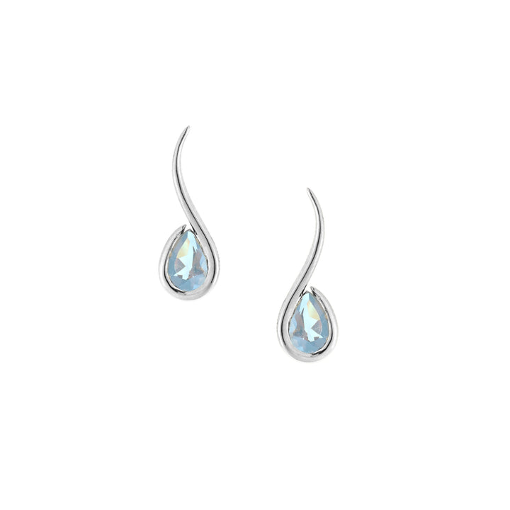 Eternal Waves: Unleash the Timeless Elegance of Lara Earrings Haniotis Hellas_Eternal Waves__Gold  Sterling Silver_athens_Paros_Handmade in Greece__Χανιώτης_κοσμηματα_LARA_Σκουλαρίκια_Semi precious stones multiple piercings made in Greece, Sky Blue topaz