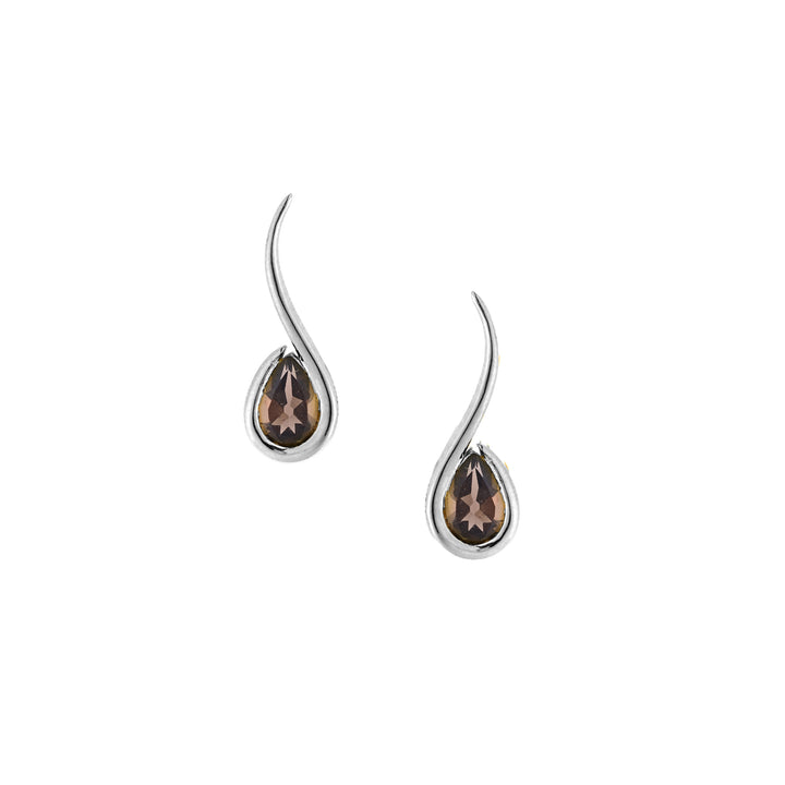 Lara Earrings: Your Path to a Mythological Style Journey  Haniotis Hellas_Eternal Waves__Gold  Sterling Silver_athens_Paros_Handmade in Greece__Χανιώτης_κοσμηματα_LARA_Σκουλαρίκια_Semi precious stones multiple piercings made in Greece, Smoky Quartz