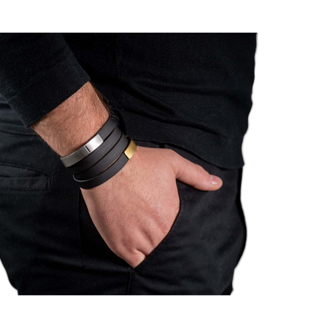 Haniotis Hellas_Mens jewelry_Haniotis Jewellery_Bracelet_Sterling Silver with black Enamel_Fine Line bracelet_Athens_Paros_Κοσμήματα_Αντρικά_Χανιώτης_Ασήμι