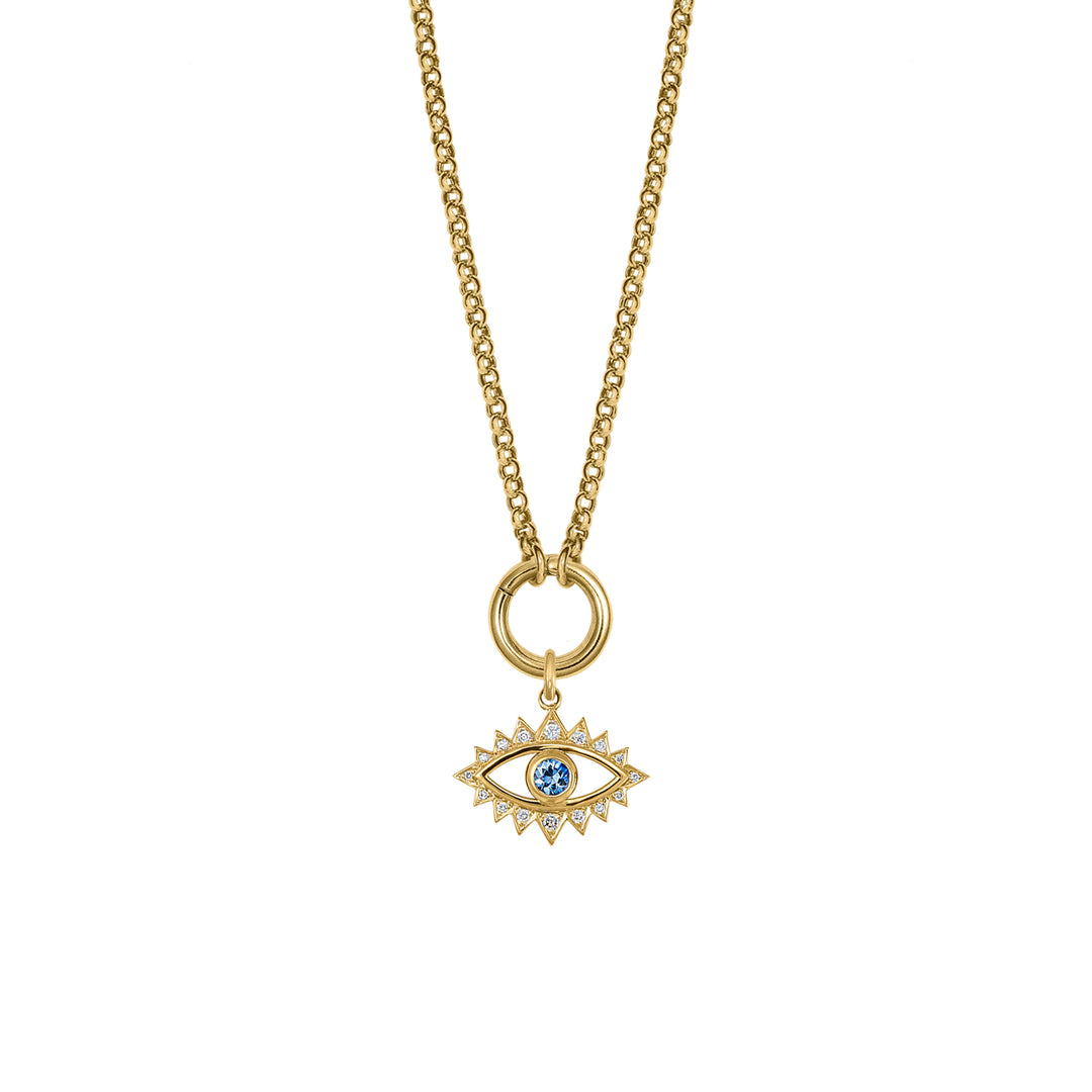 Sapphire Eye with Rolo clasp chain in 18K Gold