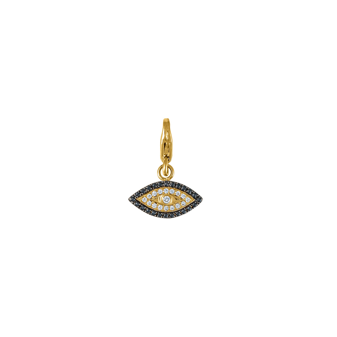 Black Diamond Eye Charm in 18K Gold
