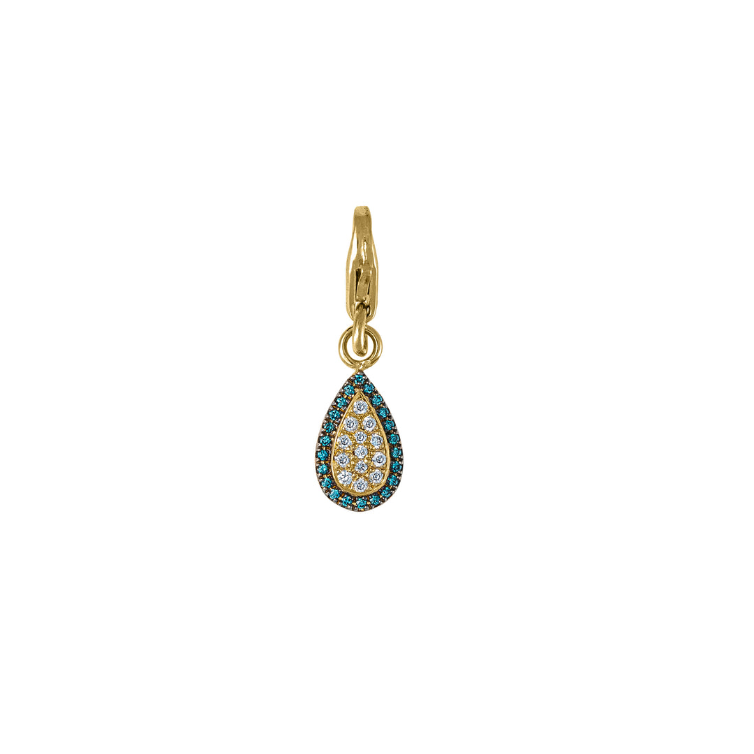 Diamond Tear Drop Charm in 18K Gold