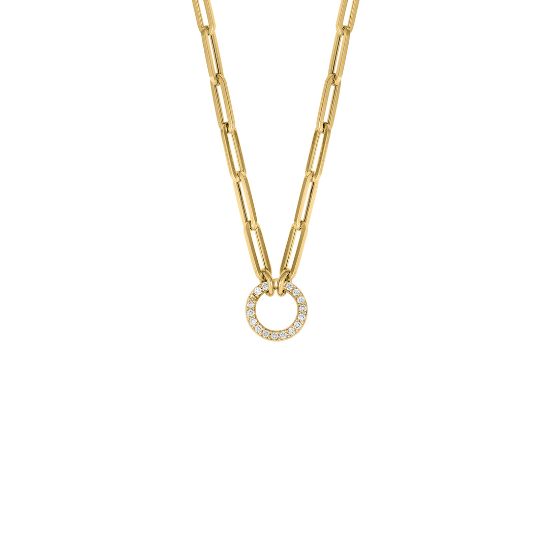 Mini Paperclip Chain with Diamond Clasp in 18K Gold