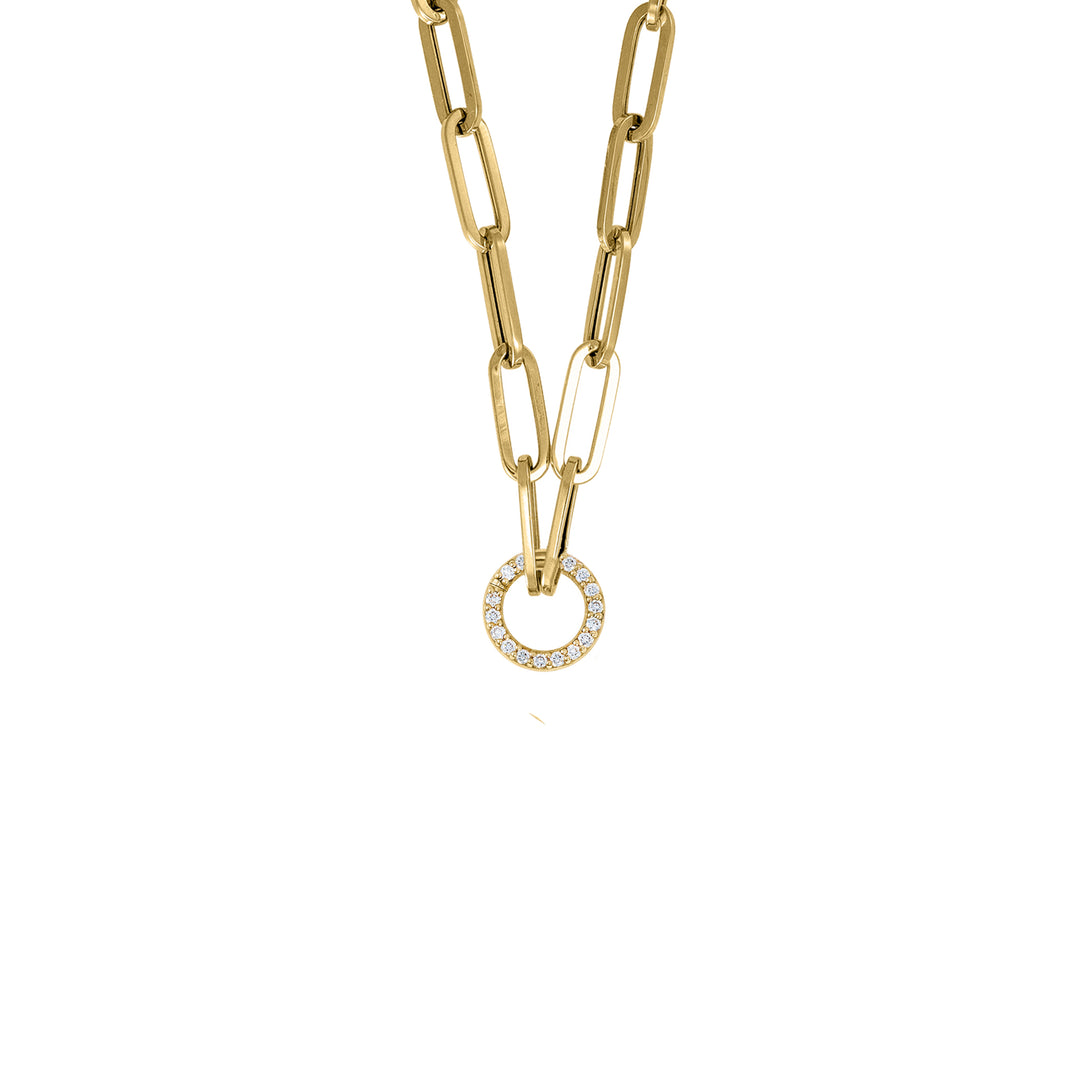 Paperclip Chain with Diamond Clasp in 18K Gold