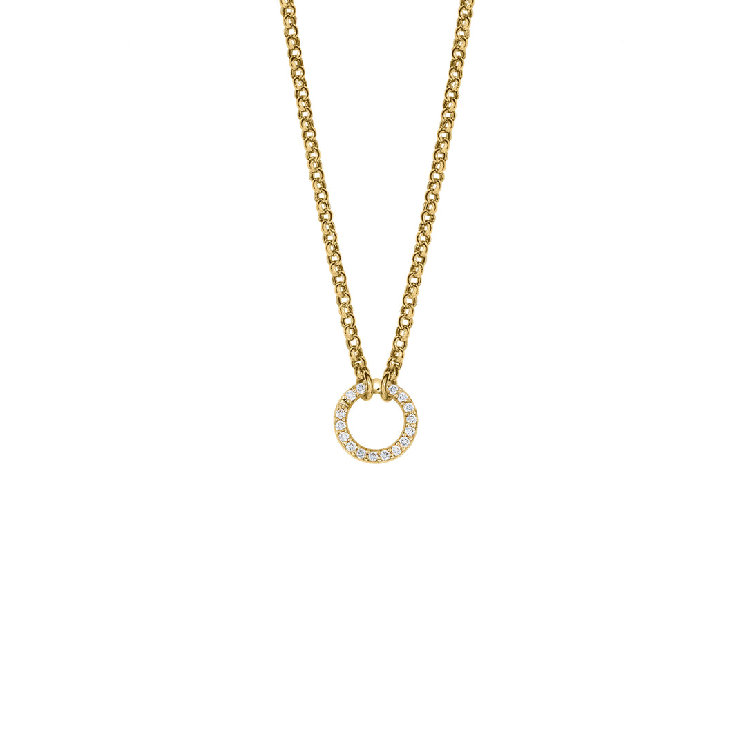 Rolo Chain with Diamond Clasp in 18K Gold