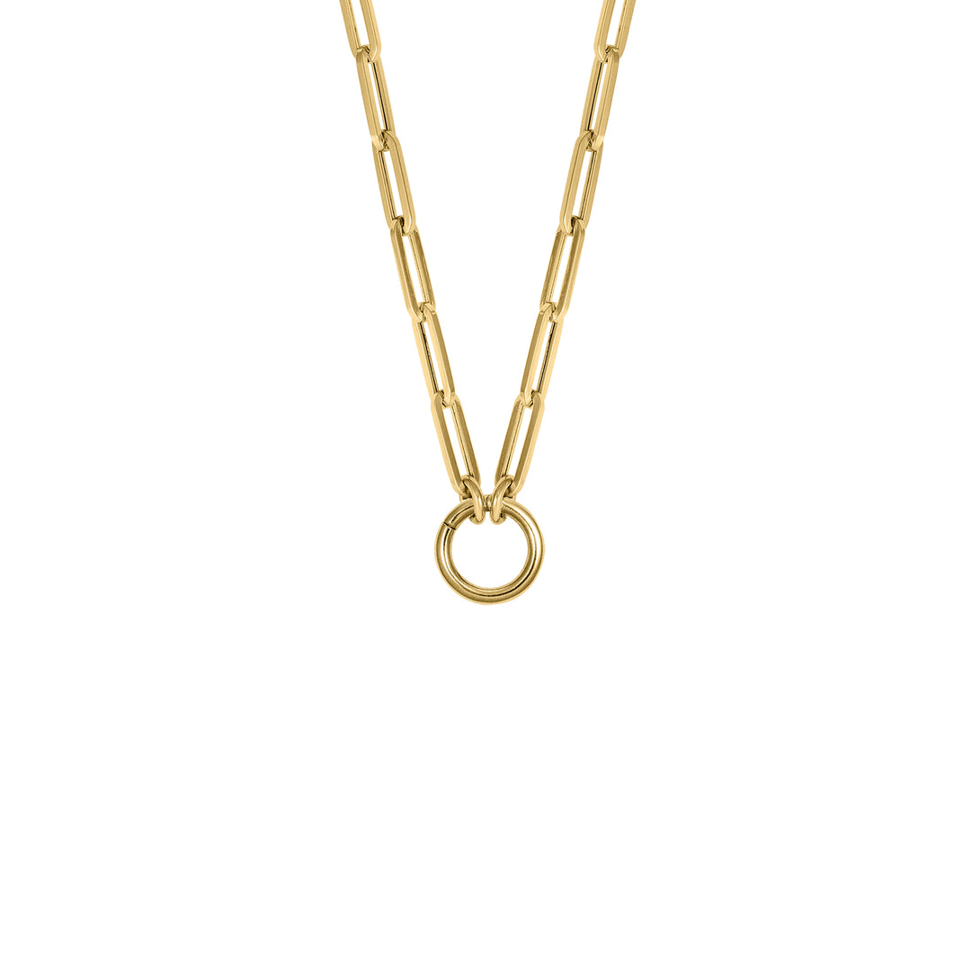 Mini Paperclip Chain with Round Clasp in 18K Gold