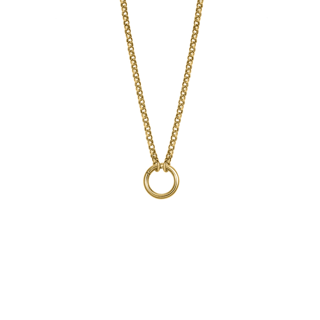 Rolo Chain with Round Clasp in 18K Gold