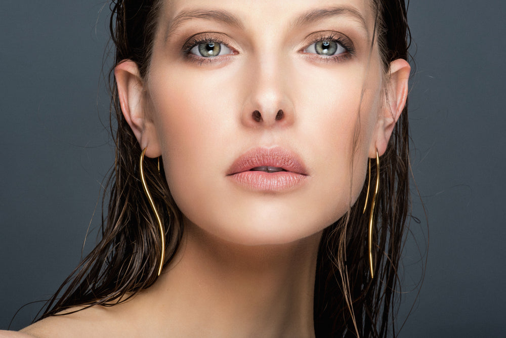 Dione earrings - Eternal Waves collection - Aegean Sea-inspired jewelry - Greek mythology-inspired earrings - Timeless gold earrings - Minimalist jewelry design - Versatile accessories - Ethically sourced materials - Certificate of Authenticity - Haniotis Hellas jewelry_Athens_paros_Grrece_Haniotis_Jewellery_WEA001_Waves