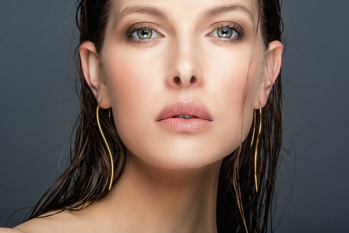 Dione earrings - Eternal Waves collection - Aegean Sea-inspired jewelry - Greek mythology-inspired earrings - Timeless gold earrings - Minimalist jewelry design - Versatile accessories - Ethically sourced materials - Certificate of Authenticity - Haniotis Hellas jewelry_Athens_paros_Grrece_Haniotis_Jewellery_WEA001_Waves