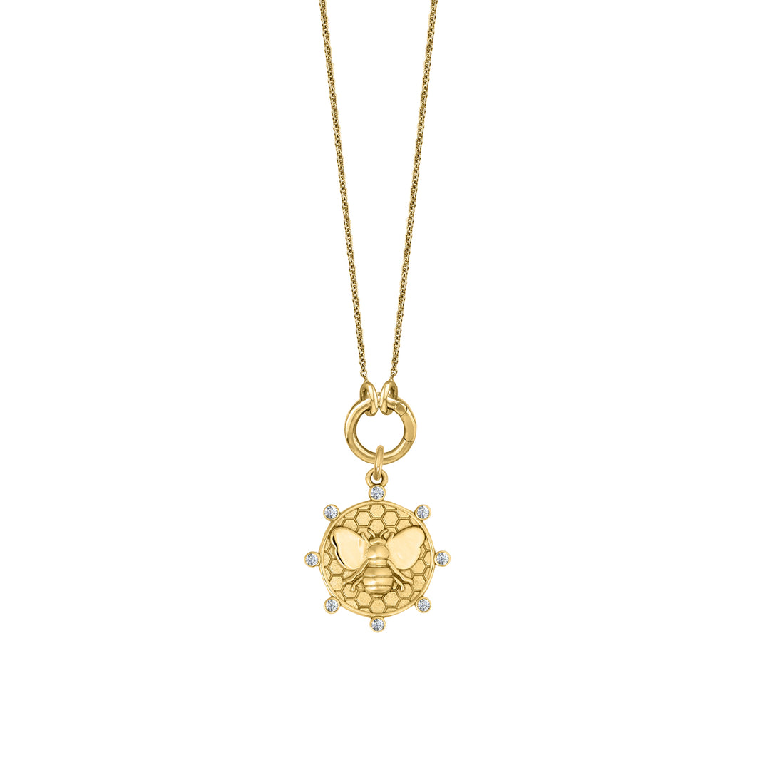 Diamond Bee with Skinny mini clasp chain in 18K Gold