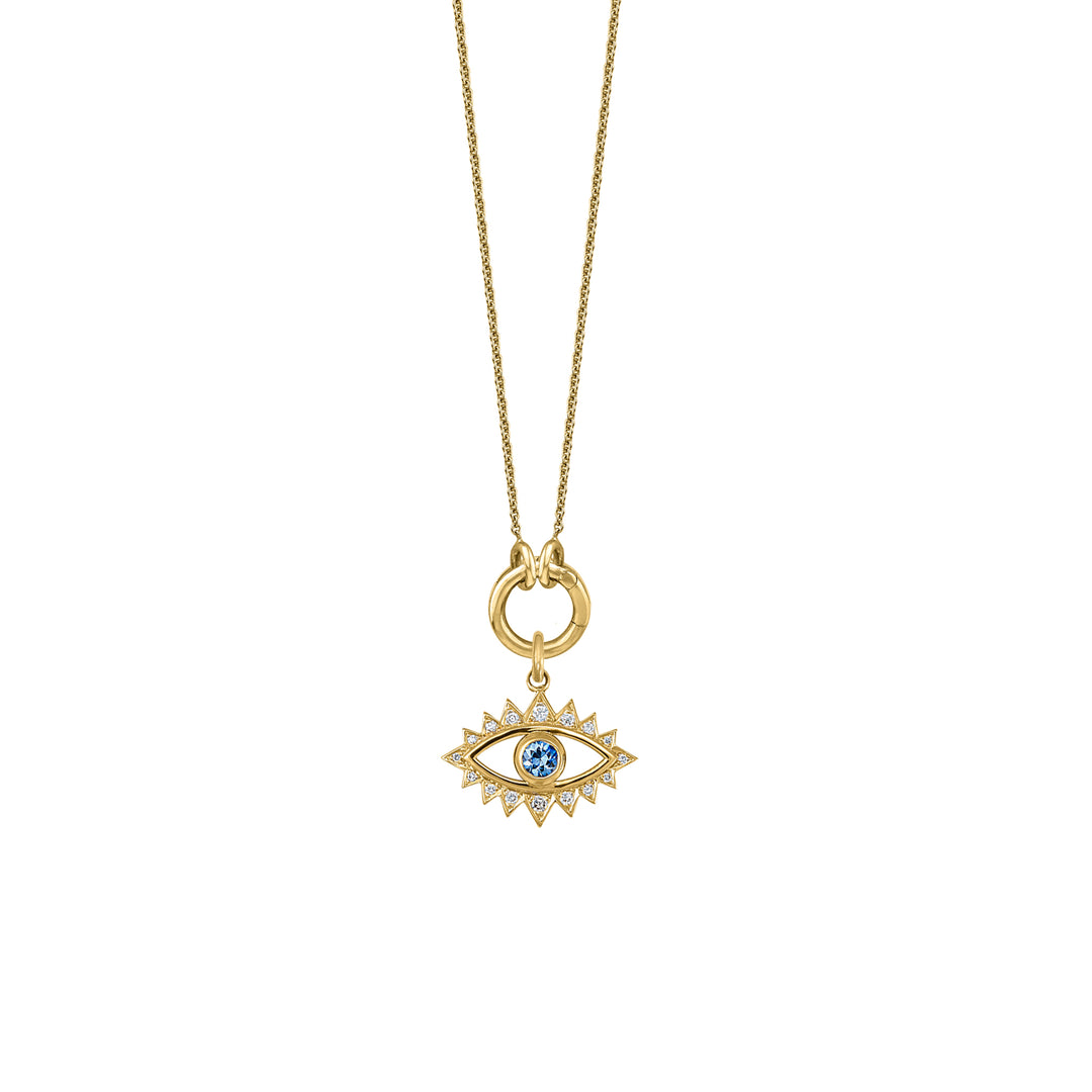 Sapphire Eye with Skinny mini clasp chain in 18K Gold