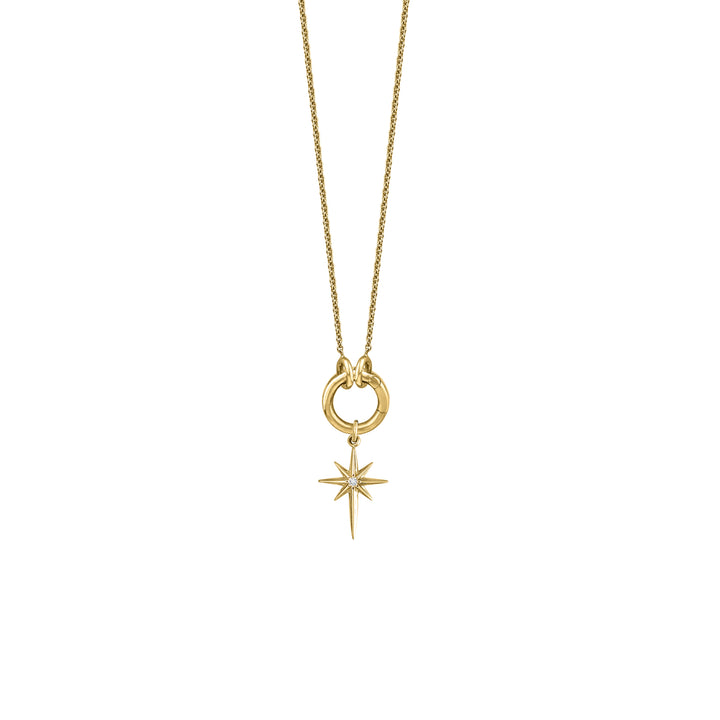 Diamond Star with Skinny mini clasp chain in 18K Gold