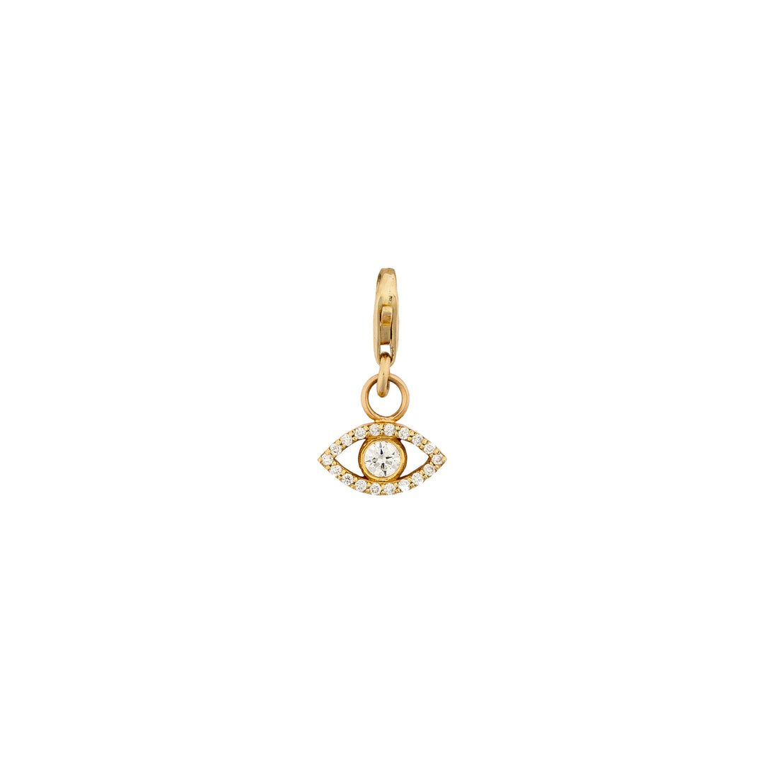 Diamond Evil Eye Charm in 18K Gold