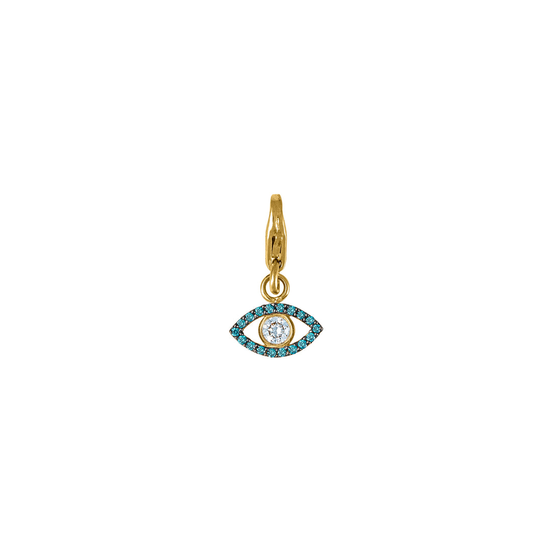Blue Diamond Evil Eye Charm in 18K Gold