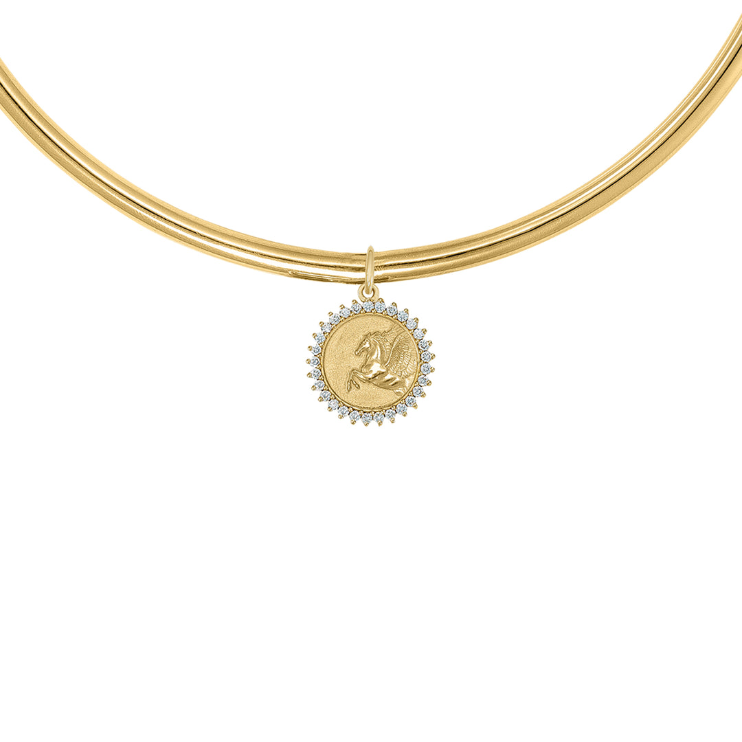 Diamond Pegasus Torque Necklace in 18K Gold