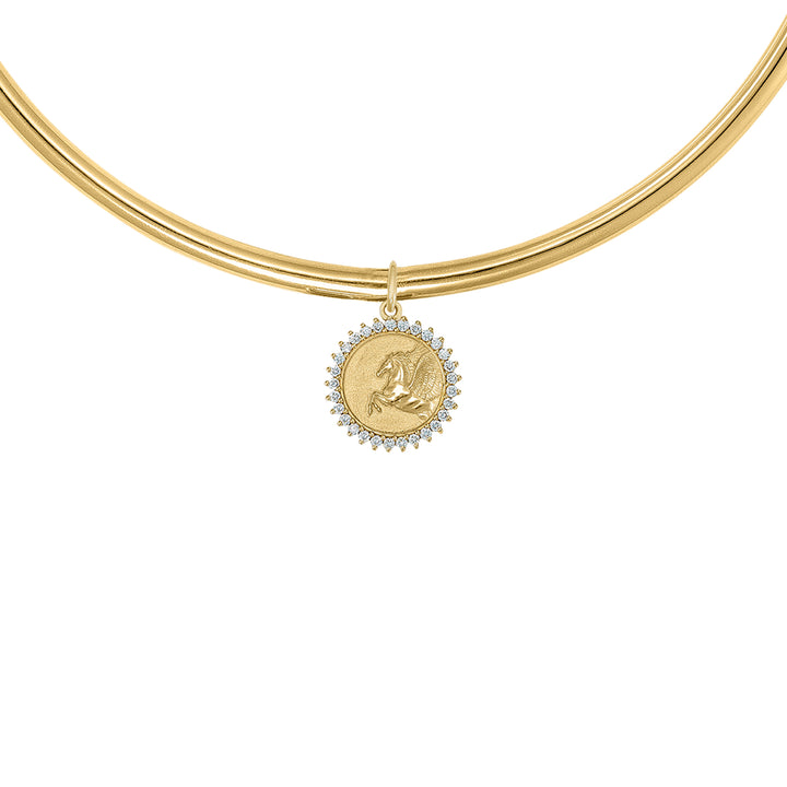 Diamond Pegasus Torque Necklace in 18K Gold