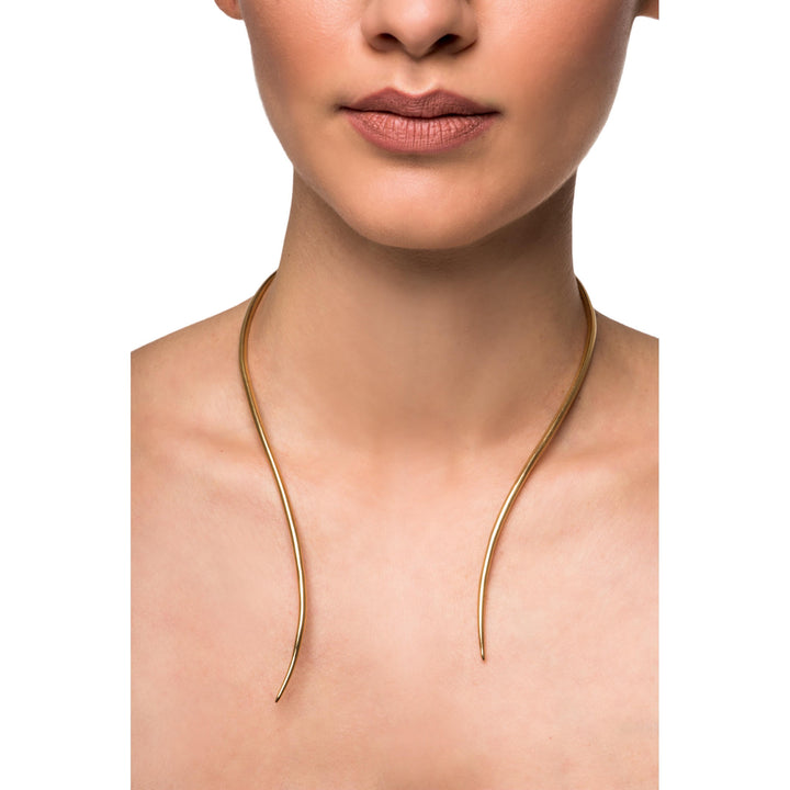 Haniotis Hellas_Athens_Paros_Necklace choker - Eternal Waves collection - Aegean Sea inspiration - Greek mythology jewelry - Clean minimal lines - Gold 14K necklace - Versatile jewelry - Layered fashion statement - Greek Summer vibes - Heirloom jewelry - Ethically sourced materials - Certificate of Authenticity