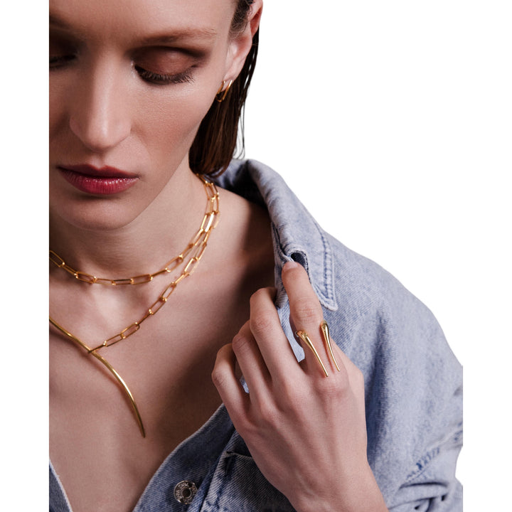 Haniotis_Waves_Dyname_Gold_Paperclip chain_Haniotis_Hellas_Jewellery_necklace_choker_Handmade in Greece_Stilve ring_Athens_Paros_Χανιώτης_Κοσμήματα