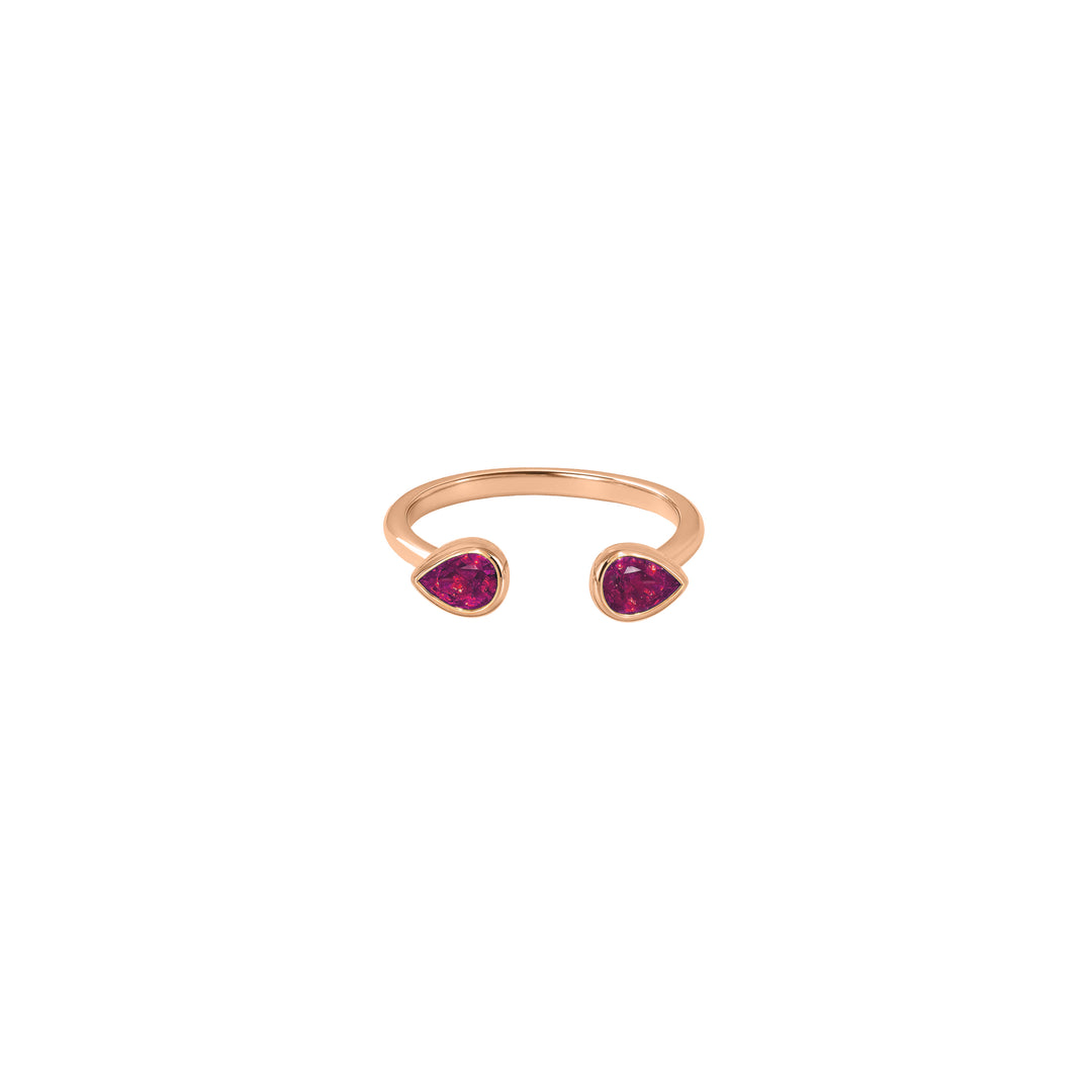 Twin Ruby Ring in 18K Gold