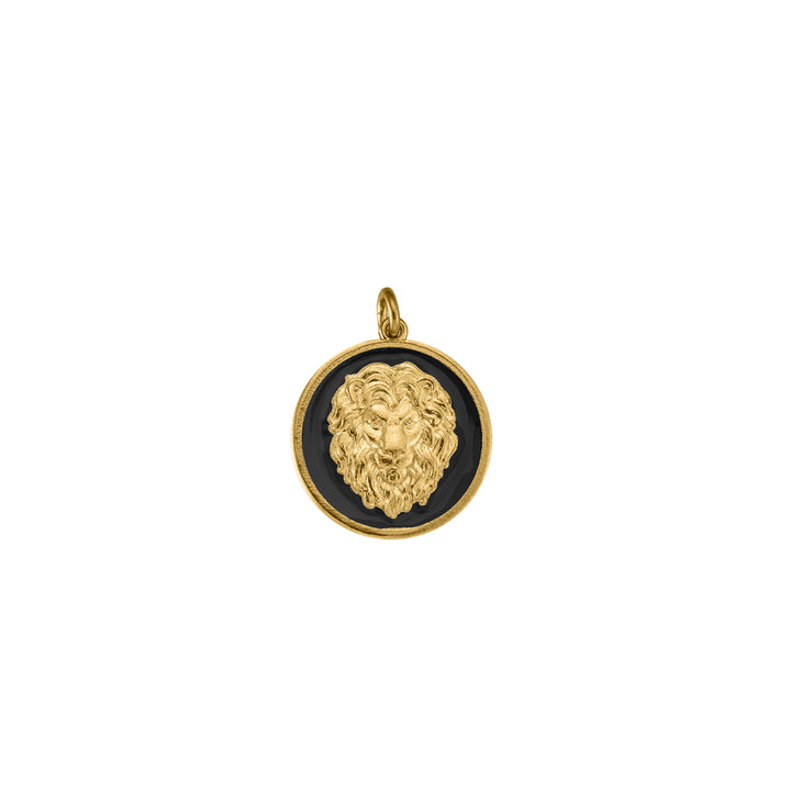 Petite Noir Lion with Skinny diamond clasp chain in 18K Gold