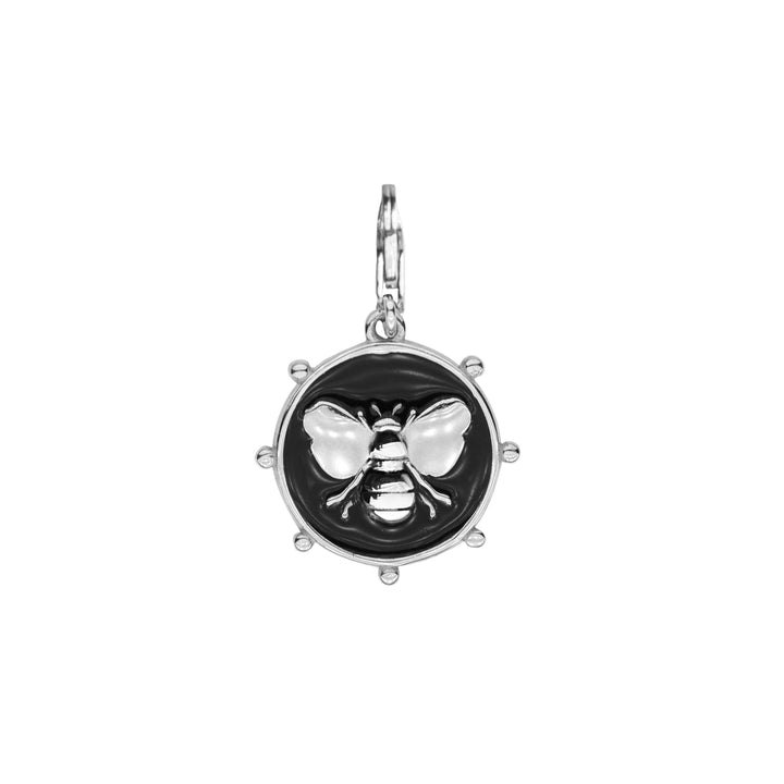 Black Bee Charm in Sterling Silver