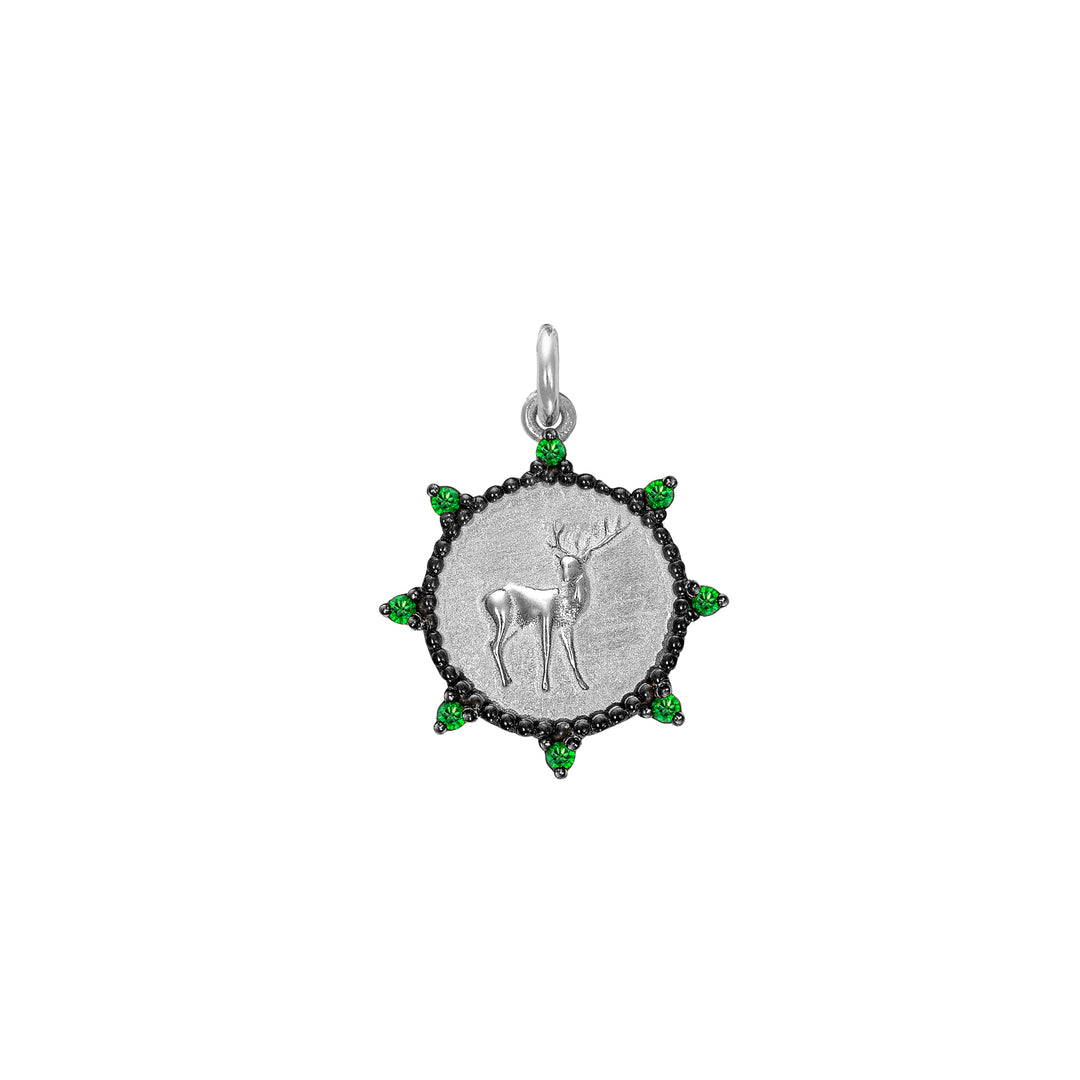 Tsavorite mini Deer Charm in Sterling Silver