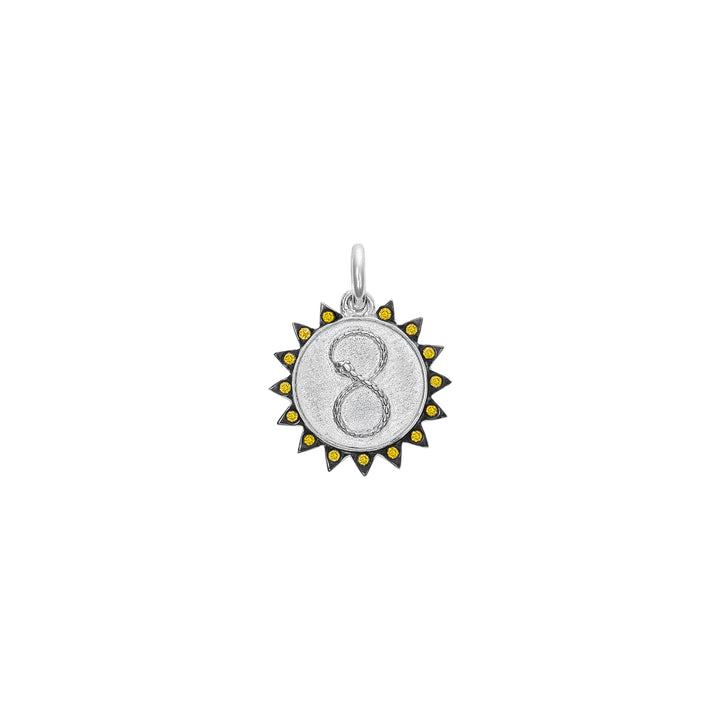 Yellow Diamonds Ouroboros Charm in Sterling Silver