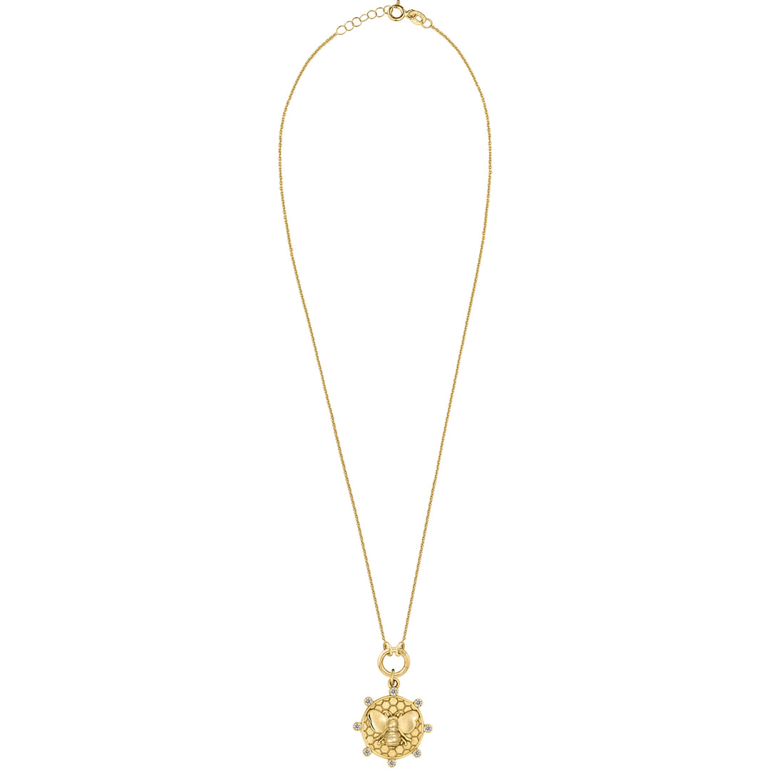 Diamond Bee with Skinny mini clasp chain in 18K Gold