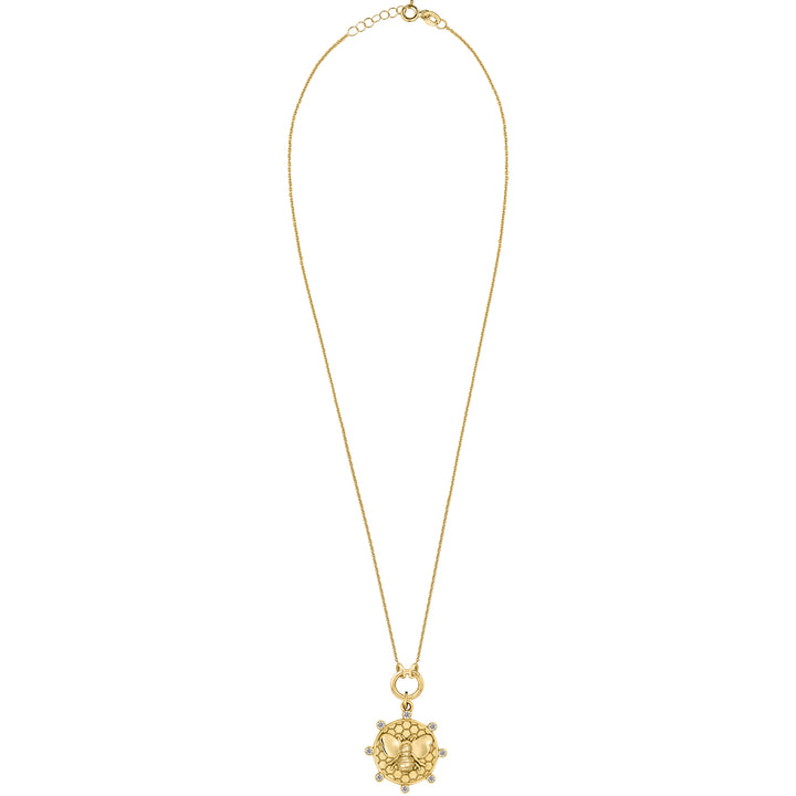 Diamond Bee with Skinny mini clasp chain in 18K Gold